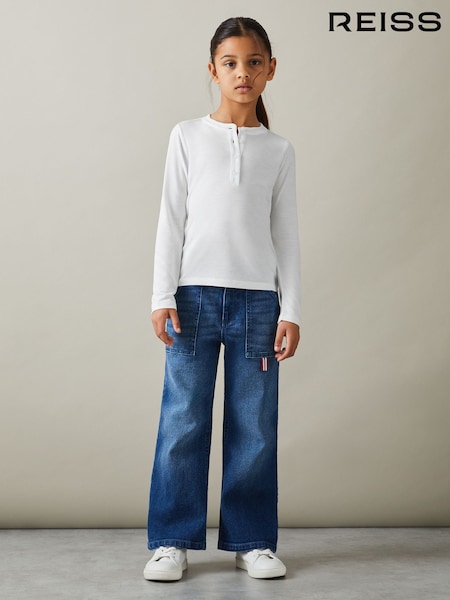 Reiss Ivory Tess 4-9 yrs Grandad Collar Long-Sleeve Top (E71546) | 118 QAR