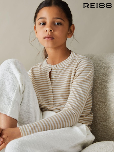 Reiss Tessa Striped Grandad Collar Long-Sleeve Top (E71552) | 30 €