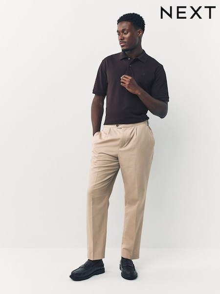 Piatră - Smart Cotton Blend Side Adjuster Trousers with Linen and Lyocell (E71566) | 270 LEI