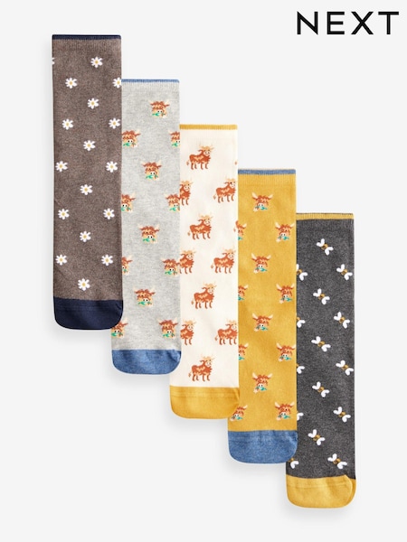 Hamish The Highland Cow Ankle Socks 5 Pack (E71586) | €17.50