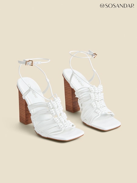 Sosandar Gladiator Square Toe Block Heel Sandals (E71975) | 514 LEI