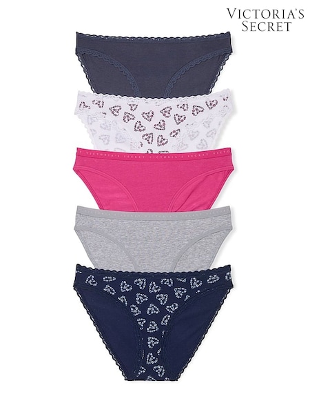 Victoria's Secret BlueWhitePinkGrey Bikini 5 Pack Knickers (E72014) | €31