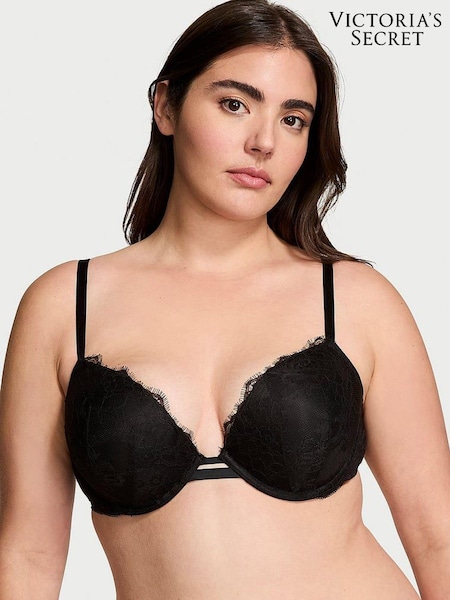 Victoria's Secret Black Bombshell Push Up Rose Lace Bra (E72029) | €27