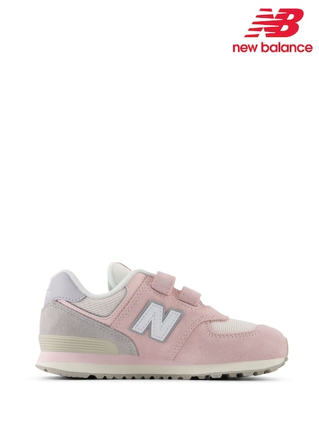 Roz/Gri - New Balance Girls Hook and Loop 574 Trainers (E72663) | 357 LEI