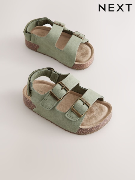 ירוק - Double Buckle Cushioned Footbed Sandals (E72672) | ‏59‏₪ - ‏71‏ ₪