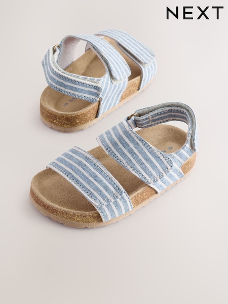 Blå/Hvit Stripete - Korkseng Sandaler med to stropper (E72681) | kr267 - kr334