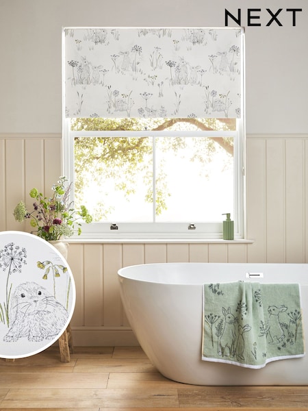 Natural Ready Made Blackout Bathroom Blackout Blind Bunny Print (E72771) | €31 - €72