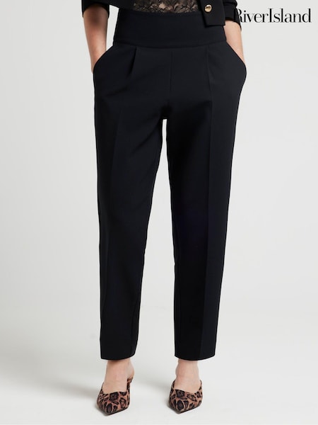 River Island Black High Waisted Straight Leg Tailored Trousers (E72871) | €30