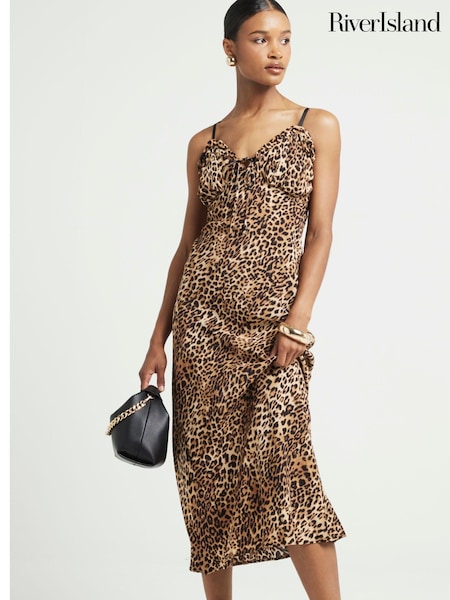 River Island Brown Strappy Slip Dress (E72875) | €39