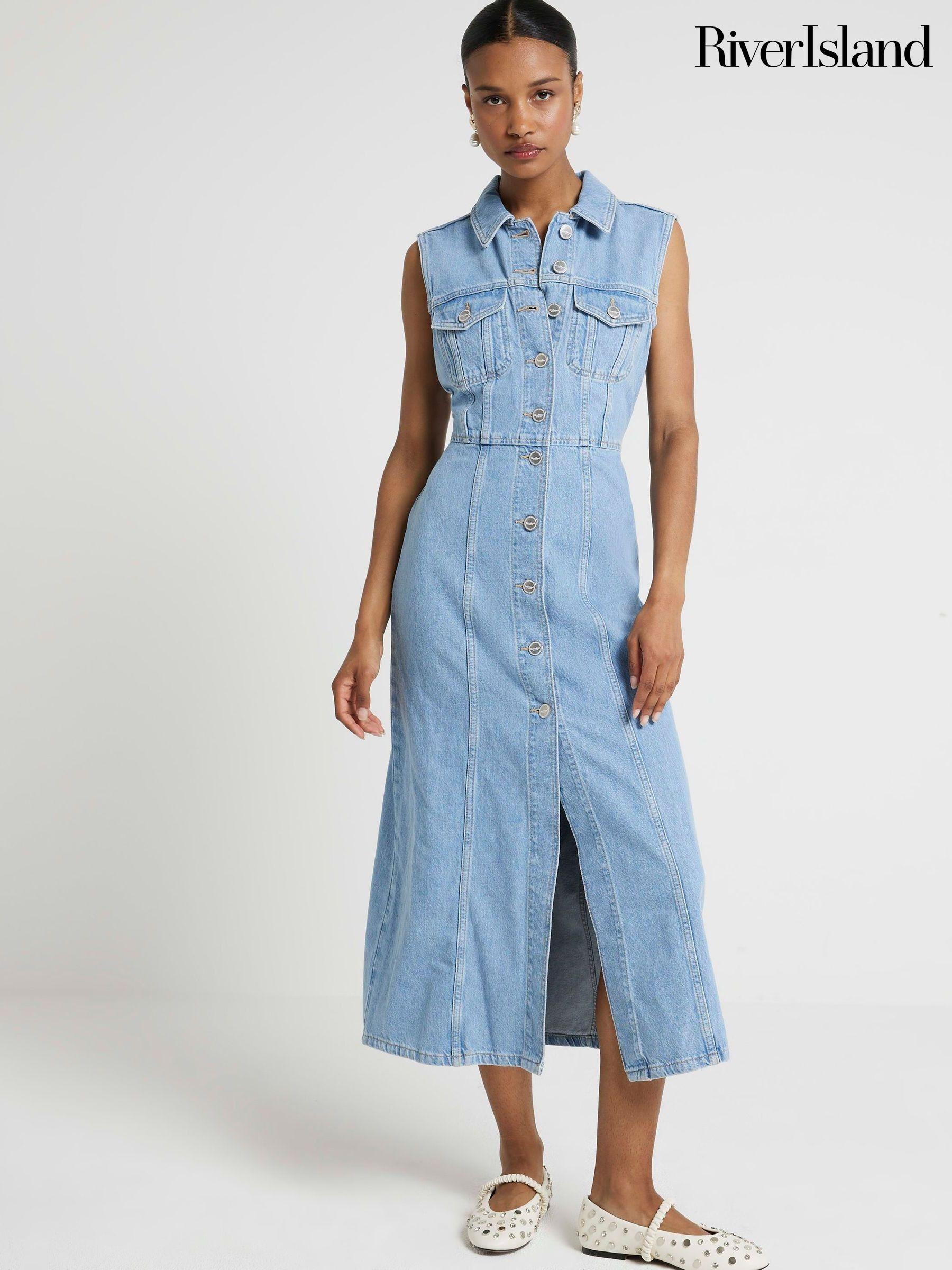 River island denim pinafore top