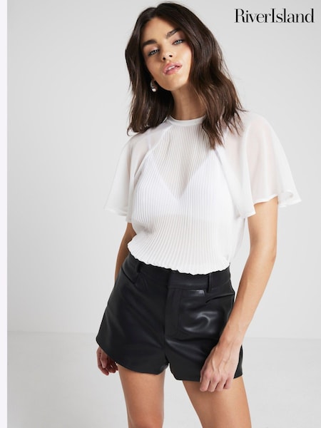 River Island White Hybrid Pleated Blouse (E73052) | €15.50