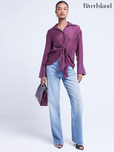 Violet - River Island răsucit cu nasturi în față Cămăși (E73054) | 150 LEI