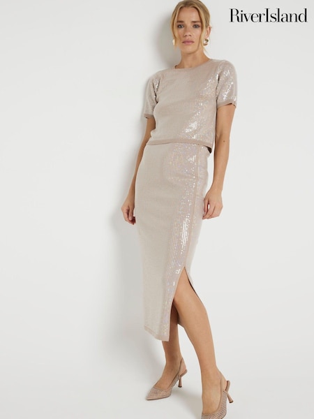 River Island Sequin Midi Skirt (E73074) | 125 LEI