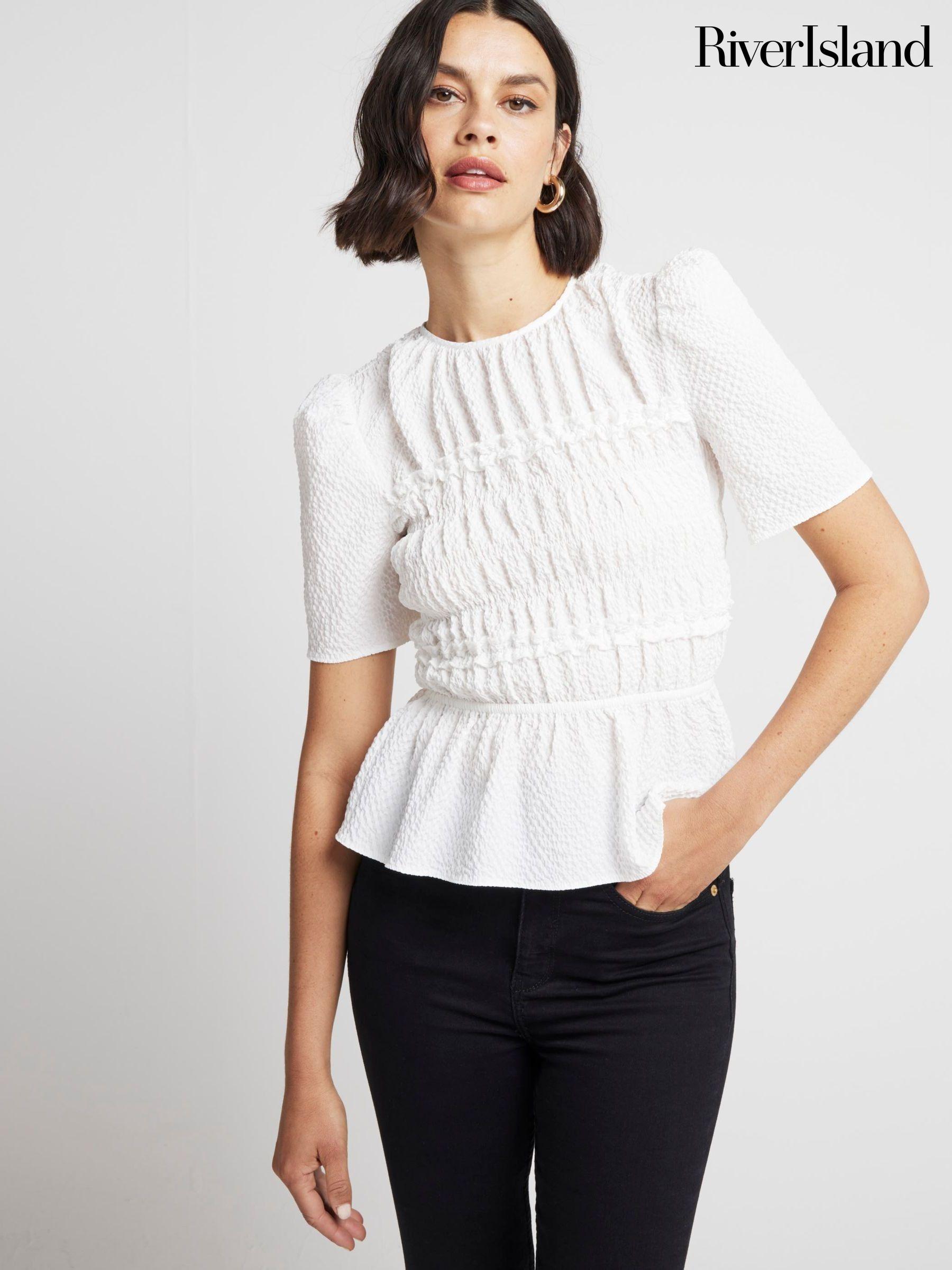 river island white peplum top