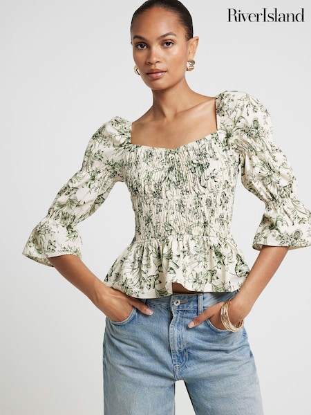 River Island Shirred V Detail Blouses (E73088) | 129 LEI