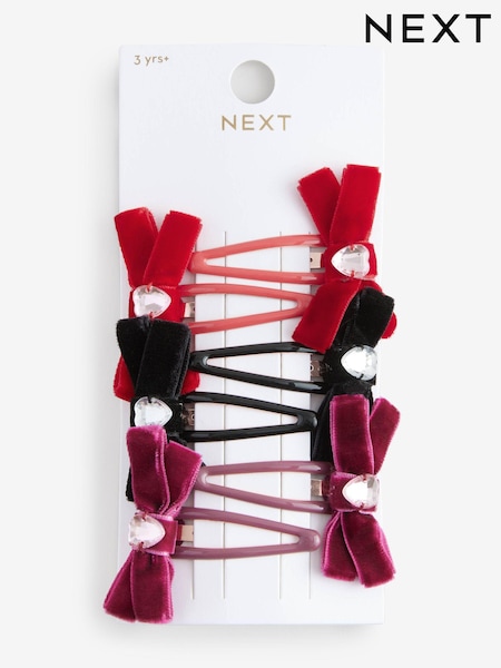 Bright Pink Velvet Bow Clips 6 Pack (E73096) | €8