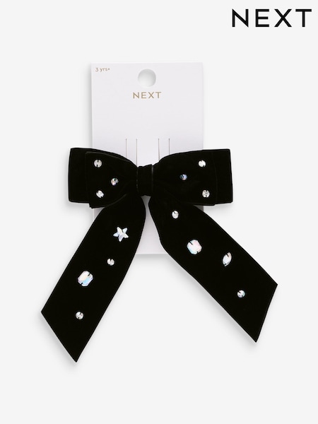 Schwarz - Embellished Velvet Statement Clip (E73097) | 7 €