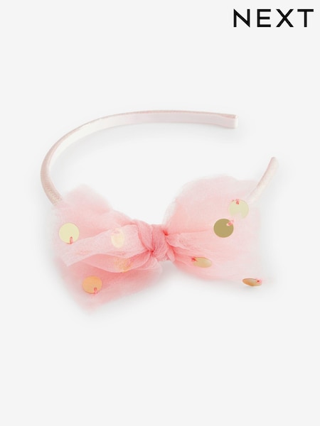 Light Pink Sequin Bow Aliceband (E73102) | ₪29