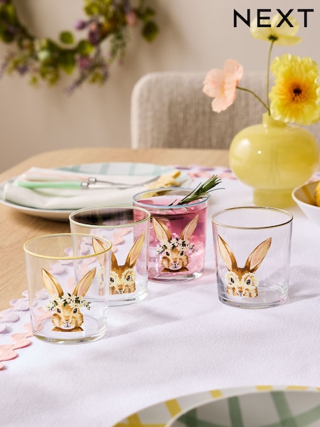Set of 4 Multi Easter Bunny Rabbit Tumblers (E73135) | $36
