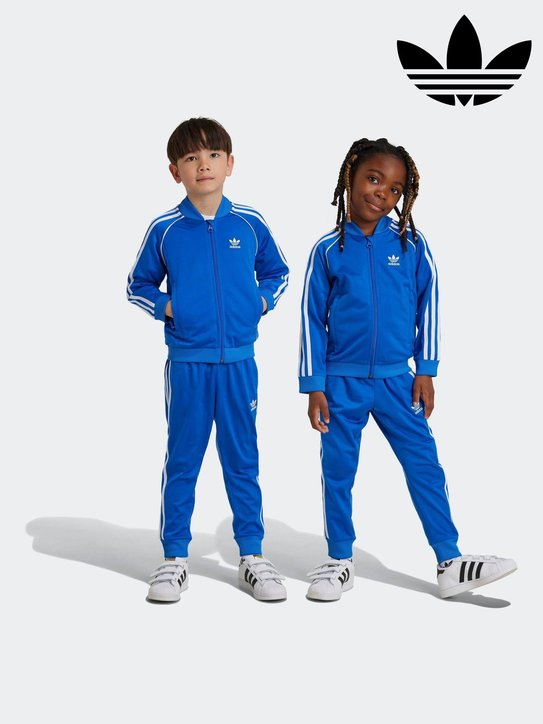 Girls blue adidas tracksuit hot sale