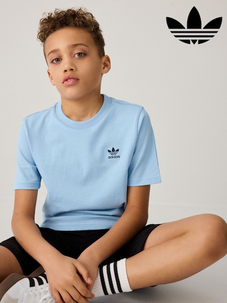 Albastru - Adidas Original Tricou cu logo mic trifoi 100% bumbac (E73157) | 112 LEI