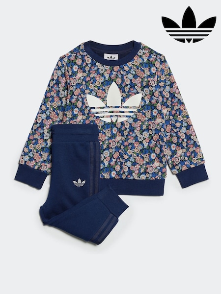 أزرق - Adidas Originals Blue Floral Liberty London Crew Tracksuit (E73160) | ‏17.500 د.ك.‏