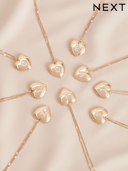 Gold Tone Initial Heart Locket Necklace (E73321) | €12