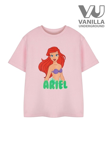 Vanilla Underground Pink Ariel Girls Disney Princess Licensed 100% Cotton T-Shirt (E73358) | €17.50