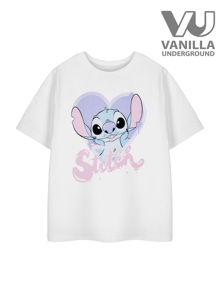 Vanilla Underground White Girls Stitch Disney Licensed 100% Cotton T-Shirt (E73364) | 69 QAR