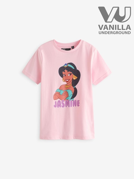 Vanilla Underground Pink Jasmine Girls Disney Princess Licensed 100% Cotton T-Shirt (E73366) | €17.50