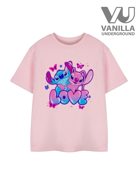 Vanilla Underground Pink Girls Stitch Disney Licensed 100% Cotton T-Shirt (E73372) | €20