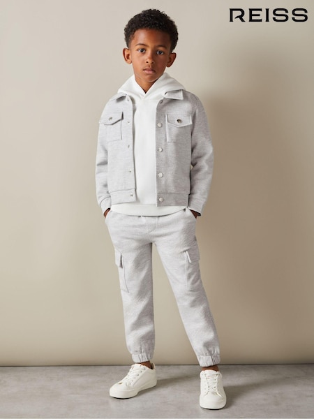 Reiss Grey Melange Carmello 3-9 yrs Textured Cotton Blend Jacket (E73431) | €20