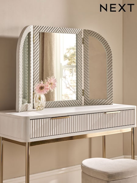 Light Grey Valencia Solid Mango Mirror Dressing Table (E73497) | €215