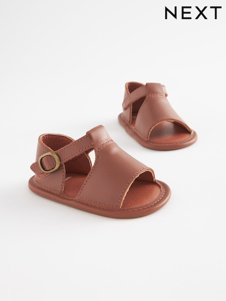 Tan Brown Leather Touch Fastening Baby Sandals (0-24mths) (E73513) | 494 UAH