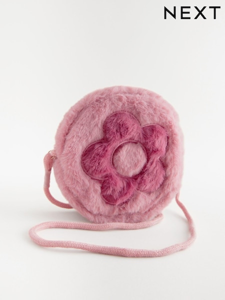 Rosa claro - Faux Fur Embroidered Flower Cross-Body Bag (E73569) | 22 €