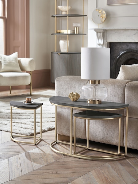 Black Evie Oak Effect Nest of 3 Tables (E73612) | €245