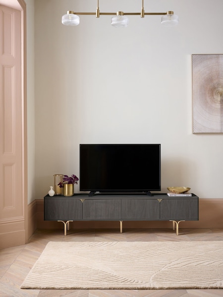 Black Evie Oak Effect Up to 80 inch Slim TV Unit (E73614) | €430