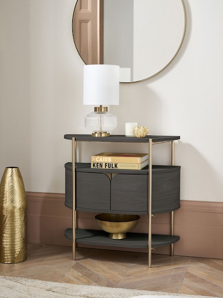 Black Evie Oak Effect Console Table (E73615) | €305