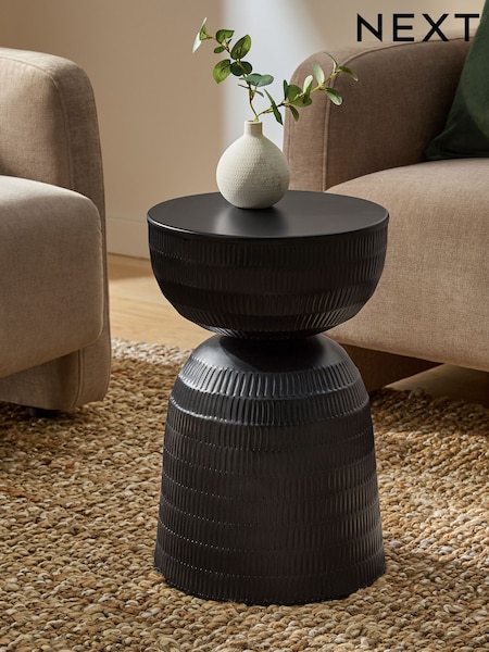 Black Loxley Metal Drum Side Table (E73619) | €125