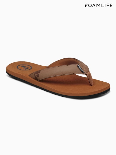Foamlife Brown/Gold Mens Seales Flip Flops (E73668) | ₪151