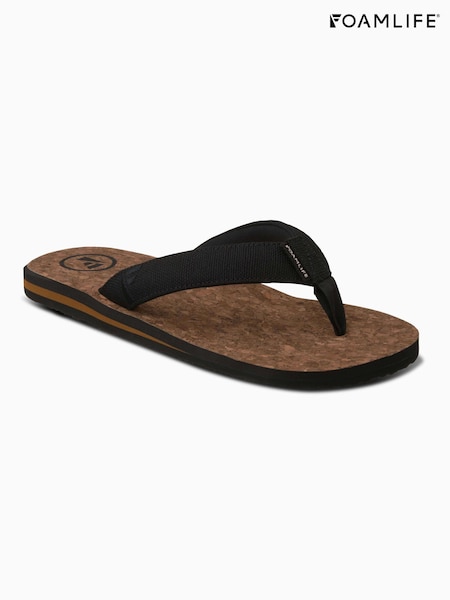Foamlife Black Mens Mully Cork Flip Flops (E73678) | ₪201