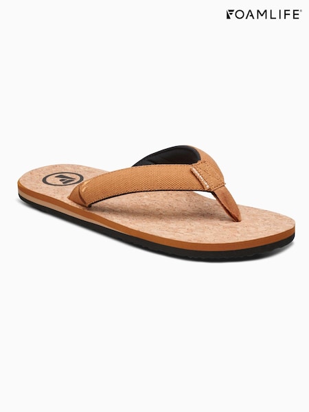 Foamlife Brown Mens Mully Cork Flip Flops (E73711) | ₪201
