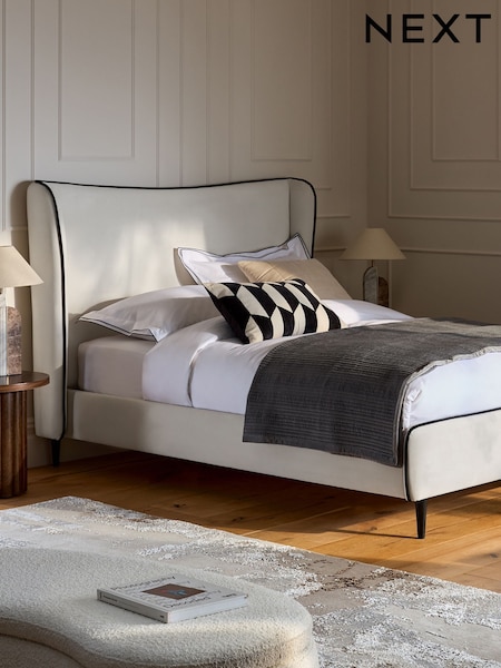 Soft Velvet Natural Oyster Remi Upholstered Bed Frame (E73784) | €775 - €1,000