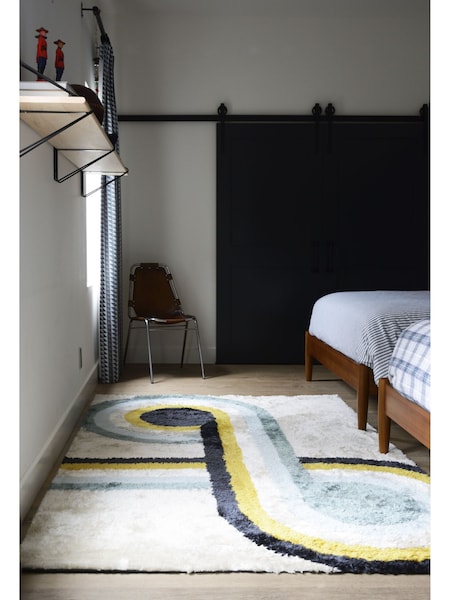 Novogratz Blue Retro Shaggy Bullseye Rug (E73802) | $223 - $857