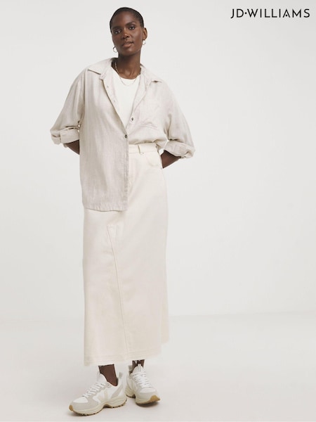 JD Williams White 100% Cotton A Line Maxi Skirt (E73829) | €18.50