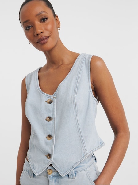 JD Williams Blue Denim 100% Cotton Waistcoat (E73833) | €19