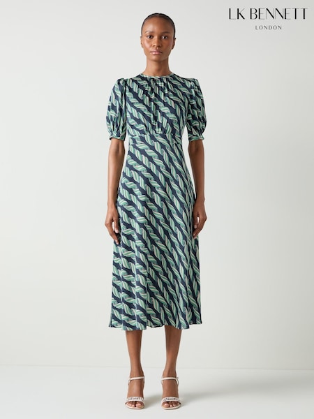 LK Bennett Jem Spring Vy Multi Ribbon Print Satin Dress (E73869) | €264