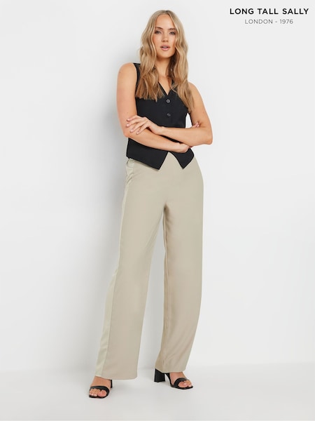 טבעי - Long Tall Sally Satin Side Stripe Trousers (E74174) | ‏216‏₪