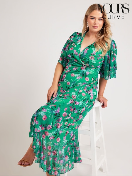 Yours Curve London Ruffle Wrap Mesh Dress (E74189) | €46