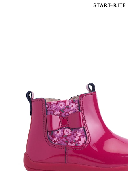 Roz cu imprimeu floral - Cizme din piele cu fermoar Start-Rite Wonderland (E74255) | 196 LEI